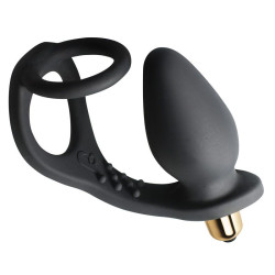 Rocks Off 7 Speed ROZen Cock Ring And Anal Plug Black